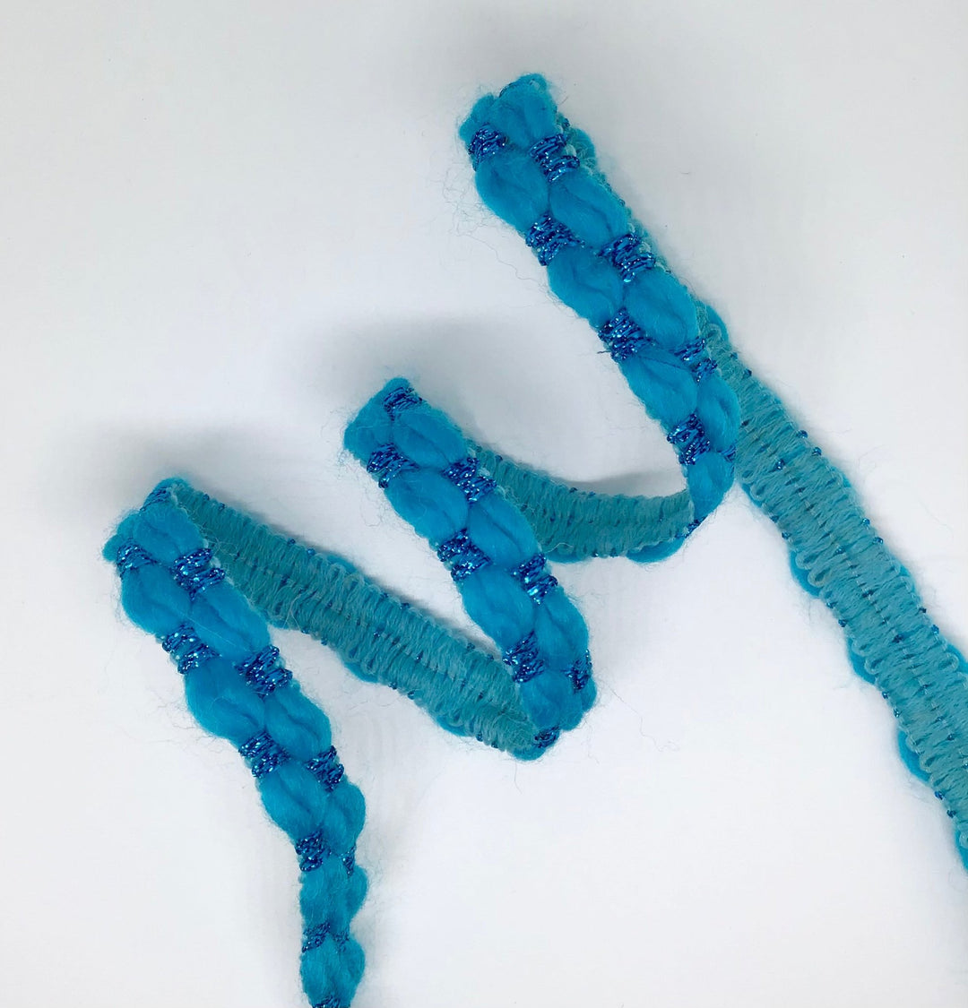 15mm turquoise wool & sparkle trim - Violet Elizabeth - Haberdashery