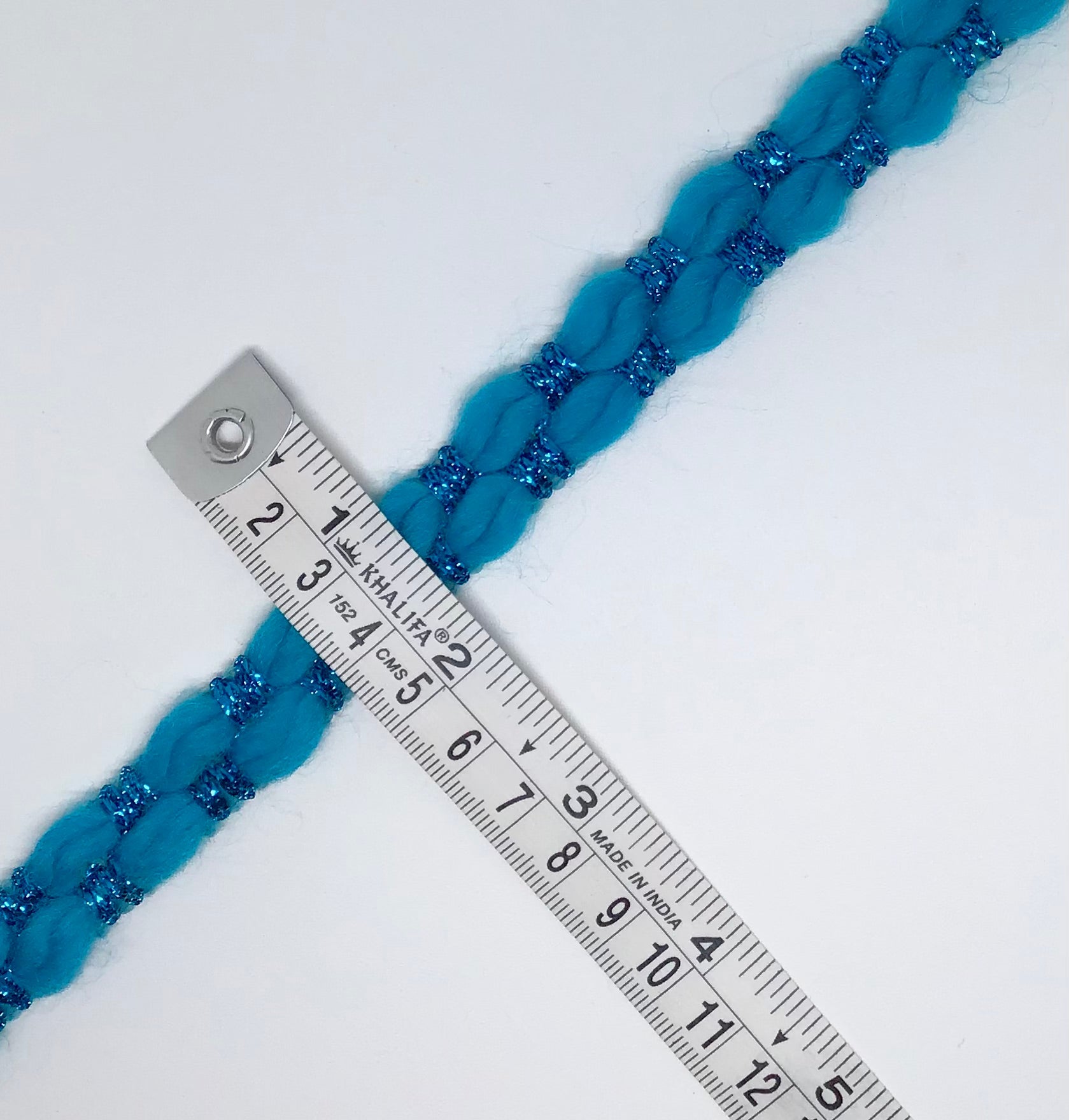 15mm turquoise wool & sparkle trim - Violet Elizabeth - Haberdashery