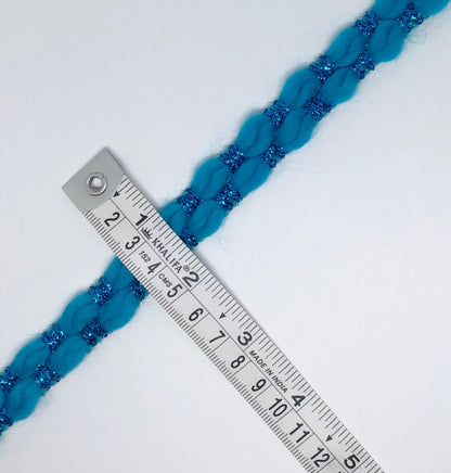 15mm turquoise wool & sparkle trim - Violet Elizabeth - Haberdashery