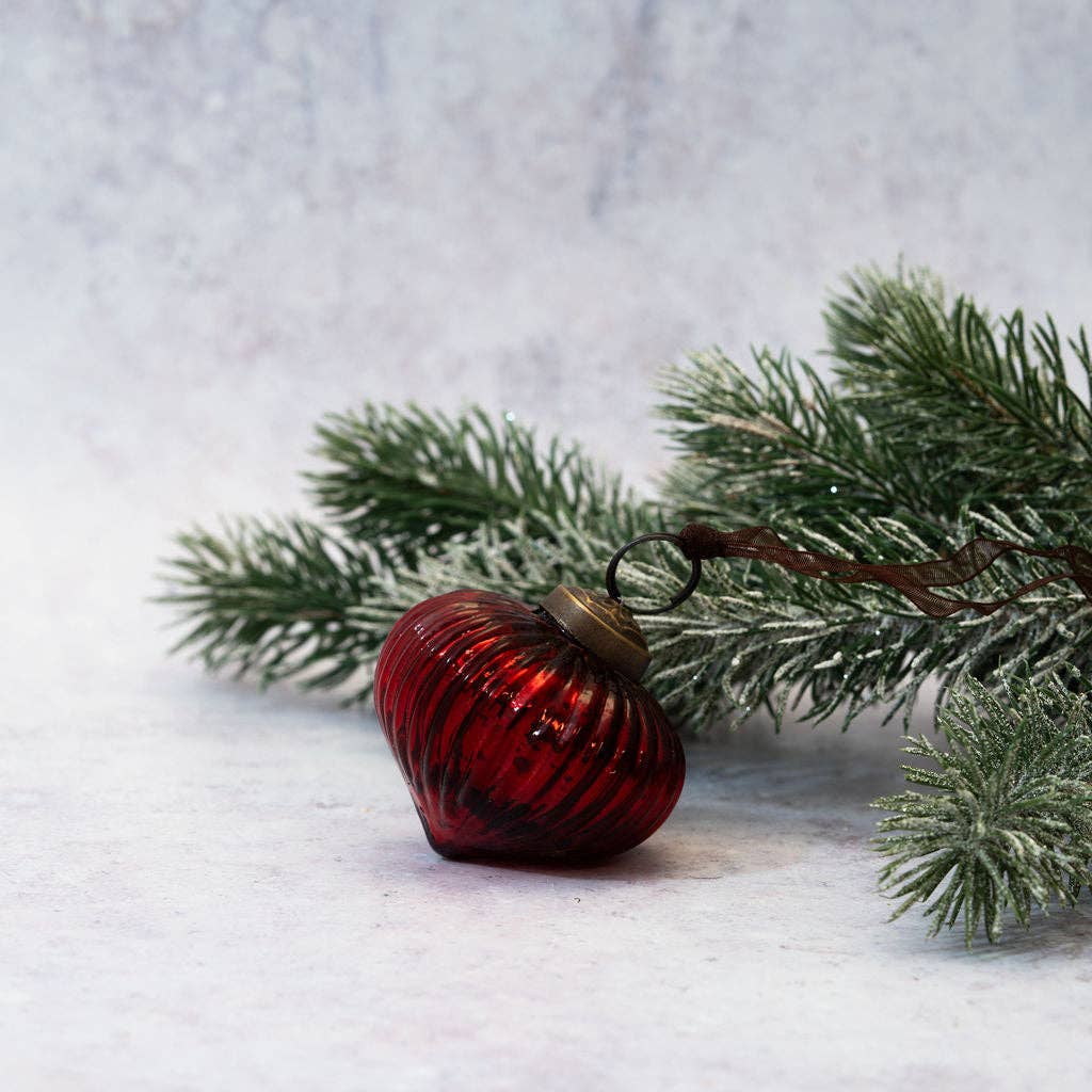 2" Wine Ribbed Lantern Glass Christmas Decoration - Violet Elizabeth - Christmas Decorations