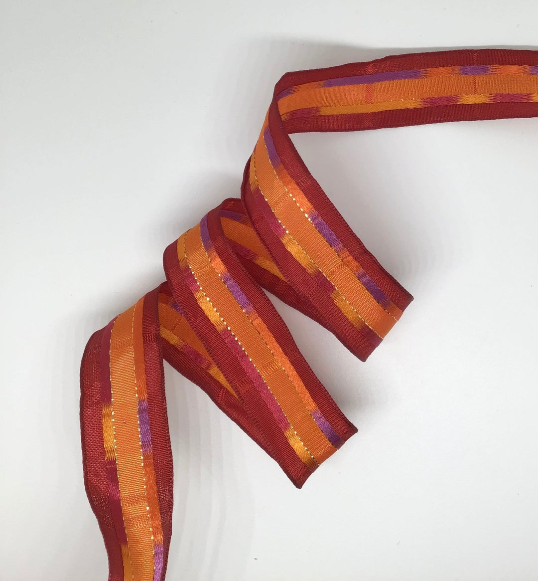 25mm orange red & purple ribbon - Violet Elizabeth - Haberdashery