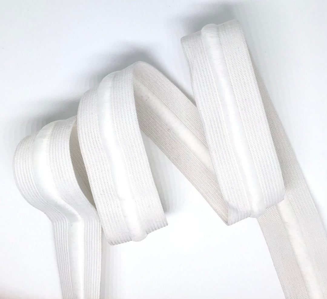 25mm white.elastic with central cord for waistbands - Violet Elizabeth - Haberdashery