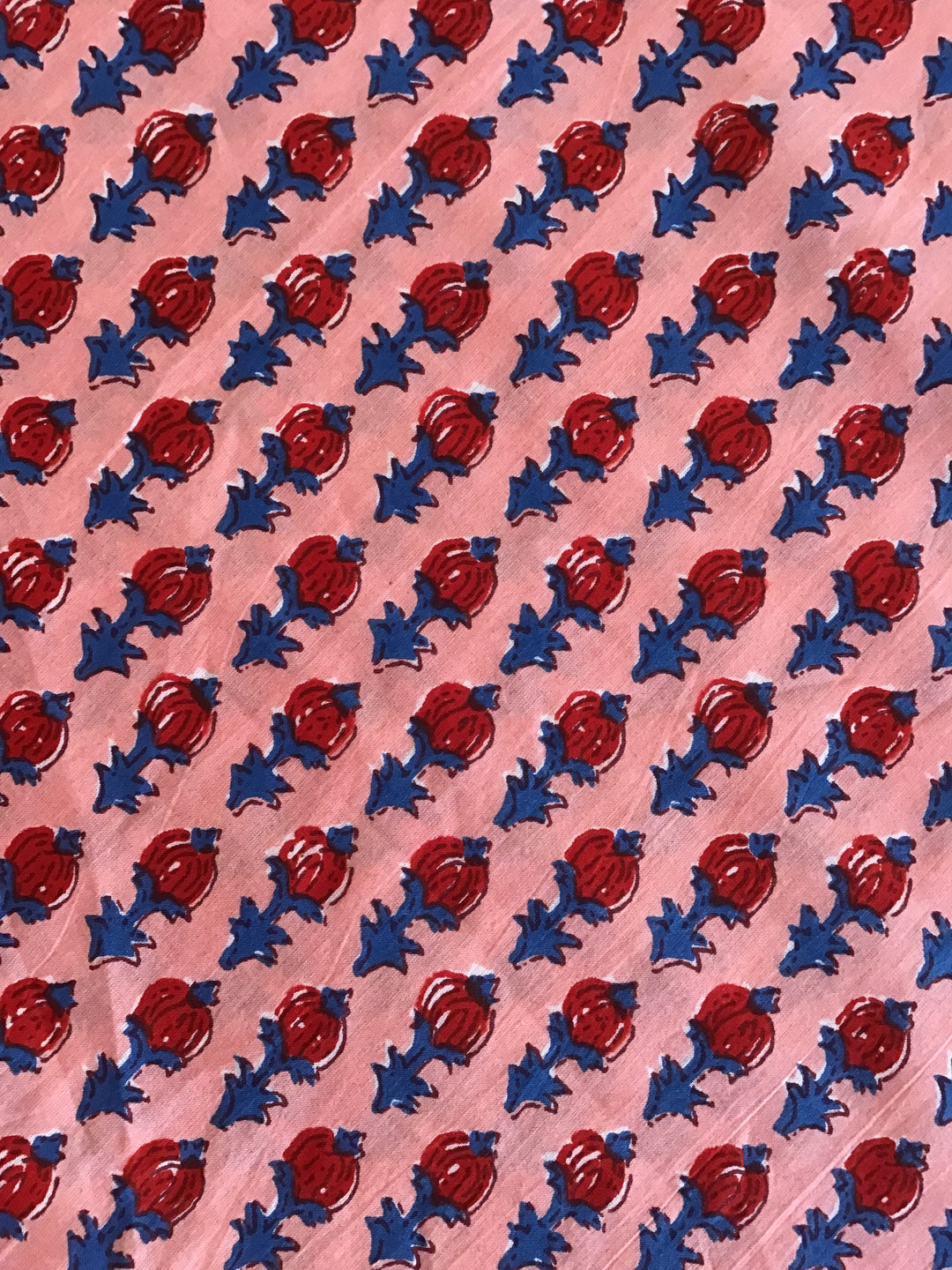 Cherry Torch Block Printed Cotton Fabric