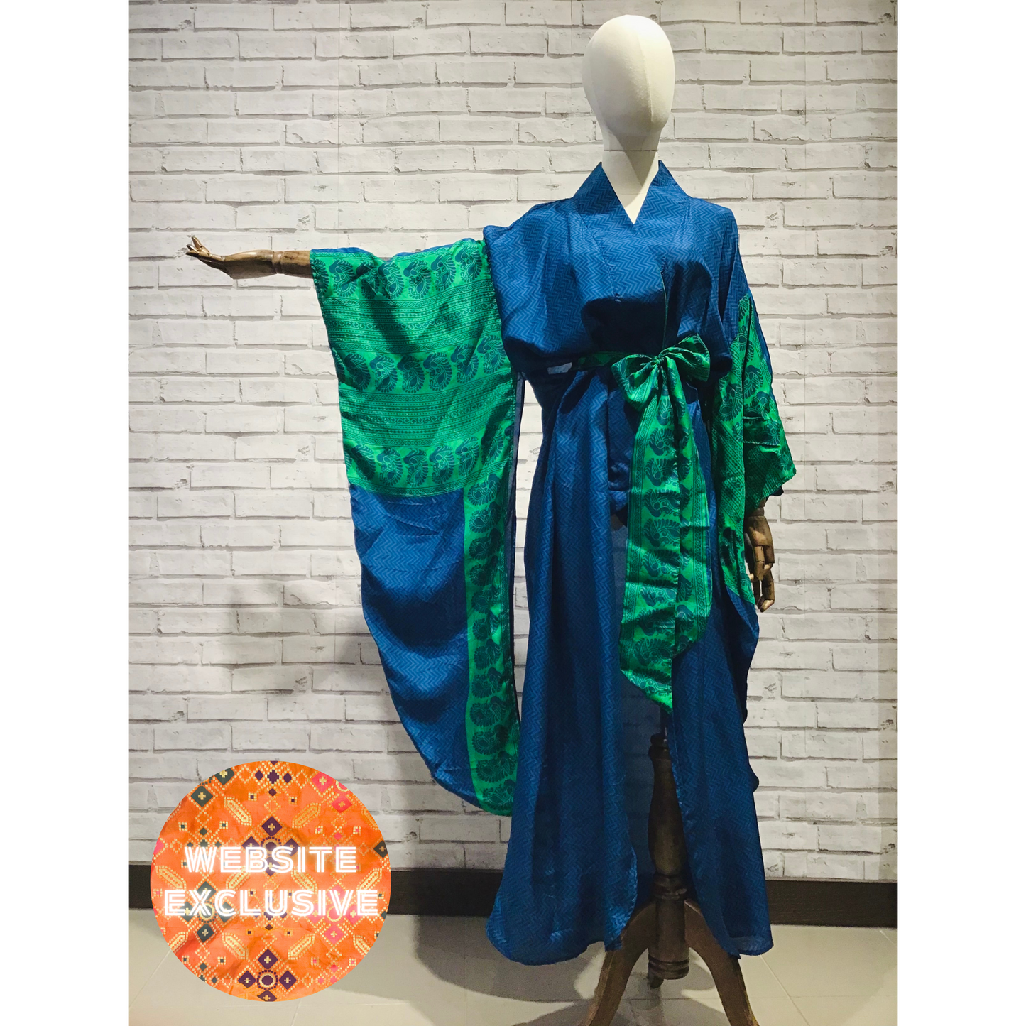 Blue Sparta Silk Kimono - Violet Elizabeth