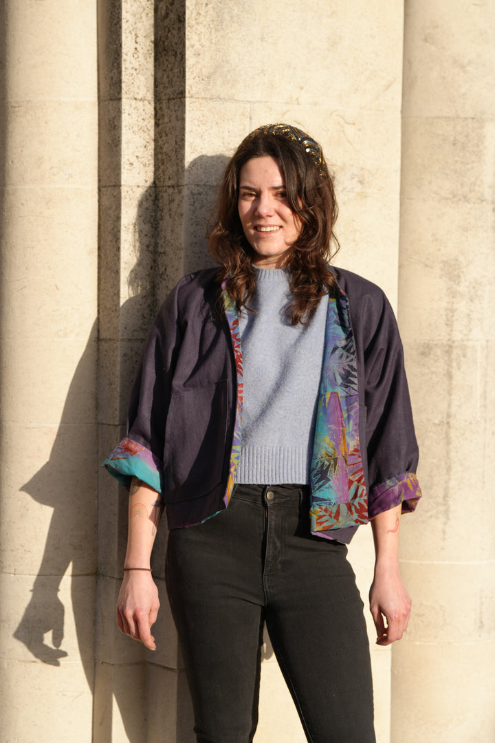 Starburst Forest Linen Jacket: Reversible