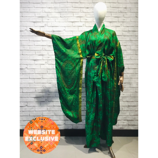 Emerald Wood Nymph Silk Kimono - Violet Elizabeth