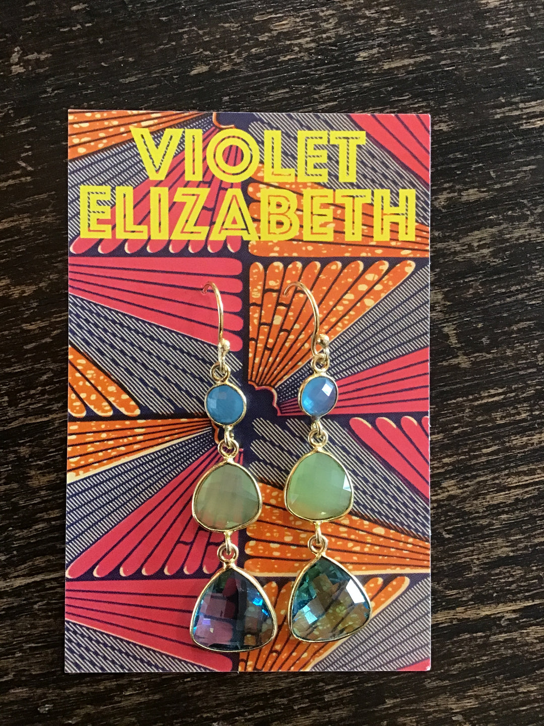 Ink Chalcedony & Peridot & Apatite Triple Threat Earrings - Violet Elizabeth