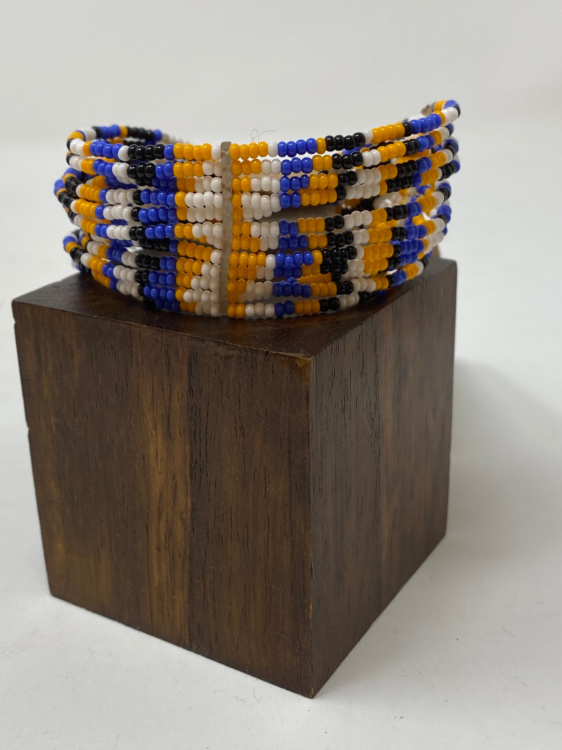 Artisan colours of africa inspired Elasticated Glass Bead bracelet - Violet Elizabeth