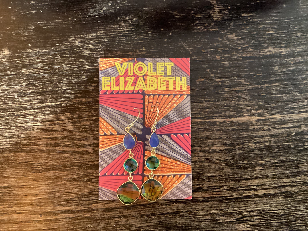Amethyst & Turquoise & Citrine Triple Threat Earrings - Violet Elizabeth