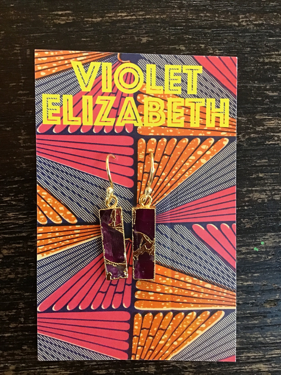 Crackle Mini Magenta Gold Earrings - Violet Elizabeth