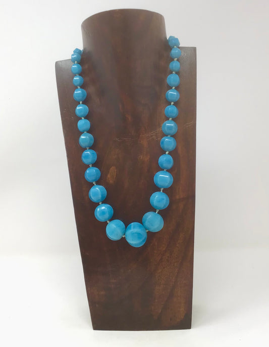 Bevelled Sky Blue Agate Natural stone Necklace - Violet Elizabeth