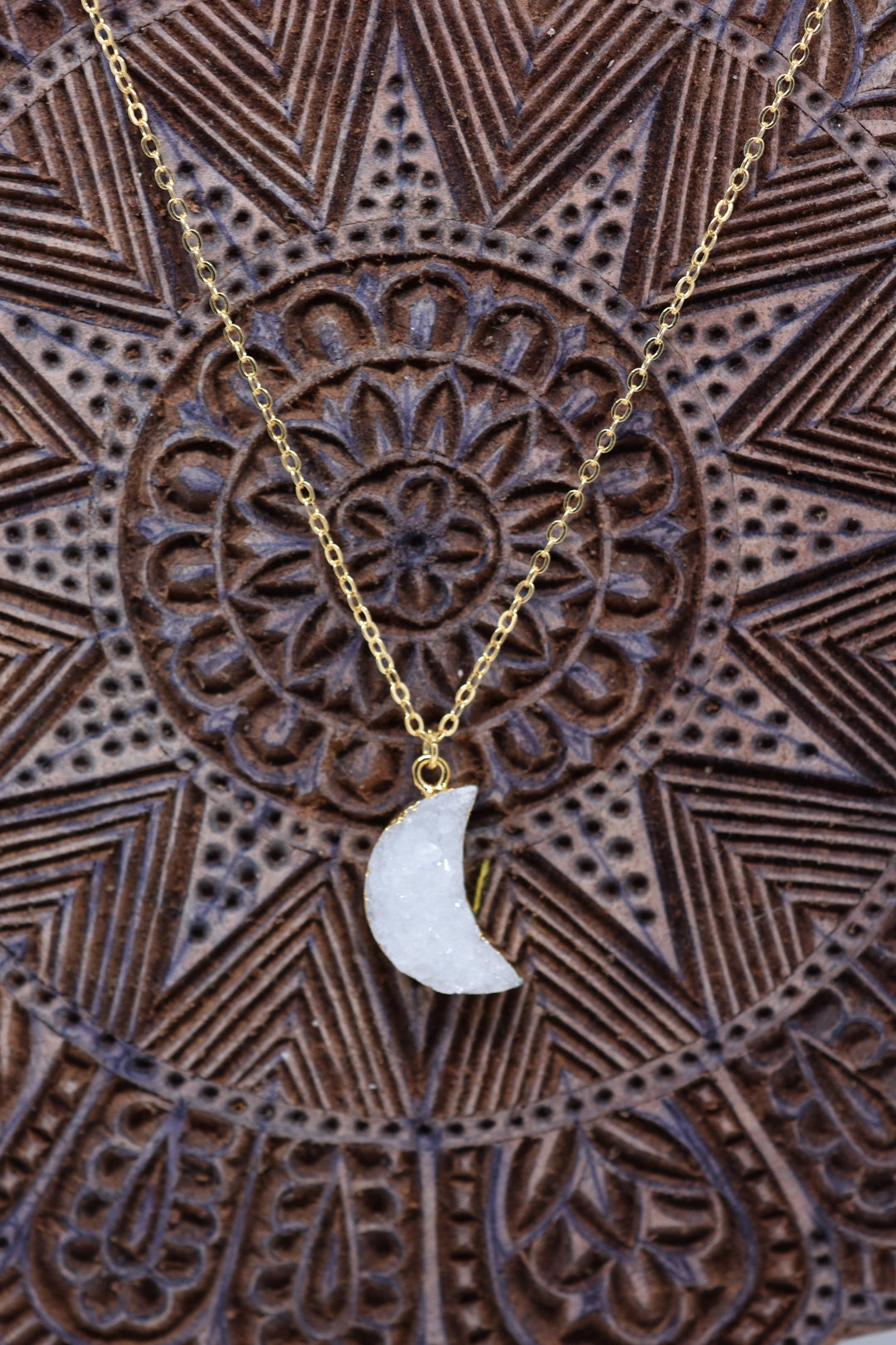 Geode Druzy moon necklace - Violet Elizabeth
