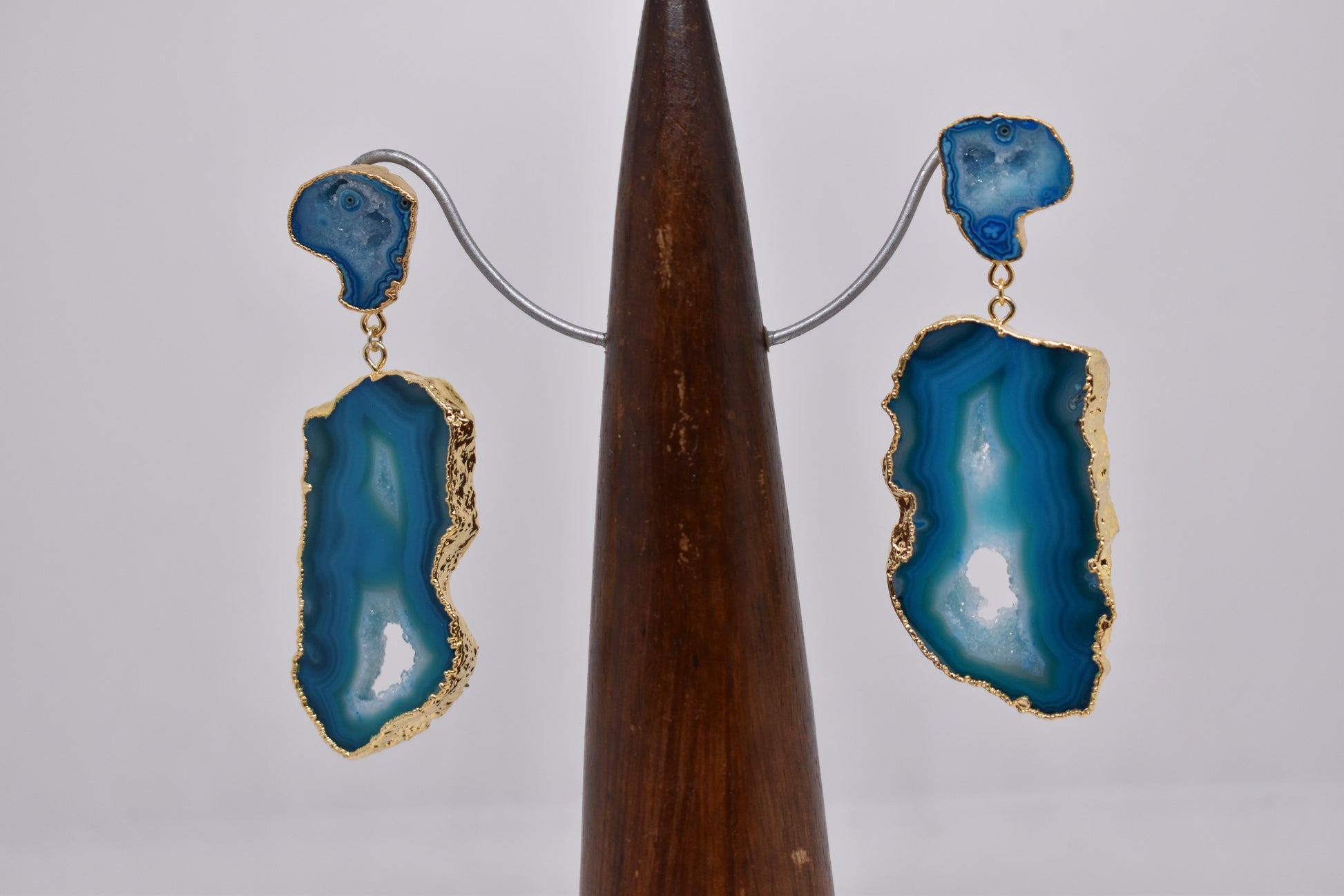 Geode Agate with Agate Slice Earrings available in a variety of fabulous colours - Violet Elizabeth