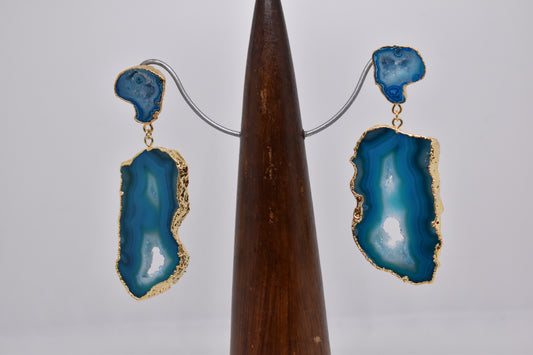 Geode Agate with Agate Slice Earrings available in a variety of fabulous colours