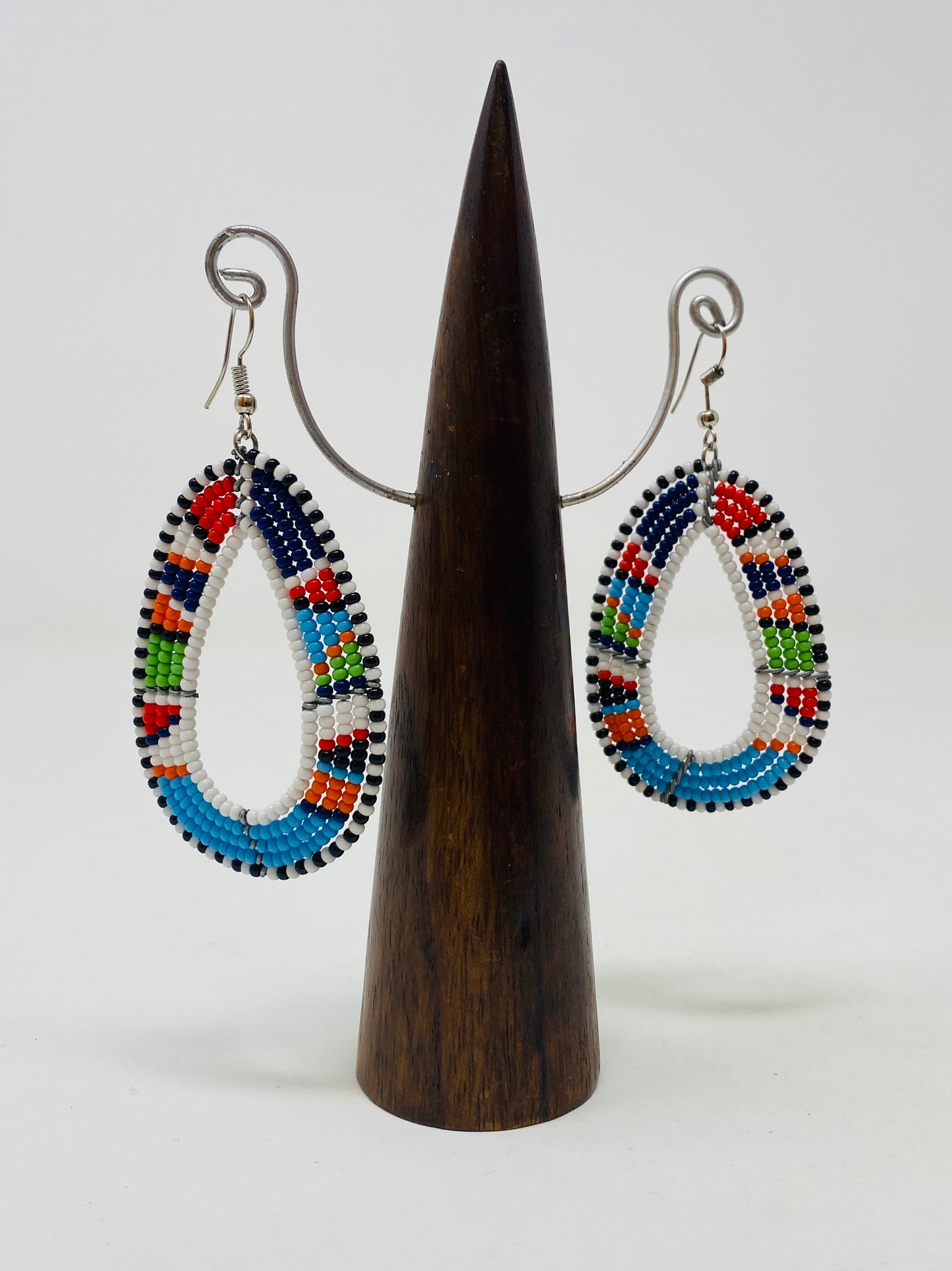 Artisan Oval Teardrop Earrings made with glass beads - Violet Elizabeth