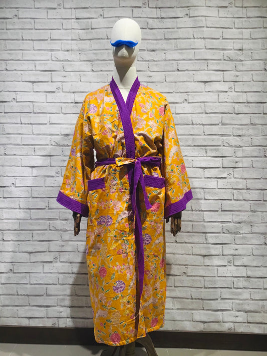 Indian summer waffle robe with purple - Violet Elizabeth