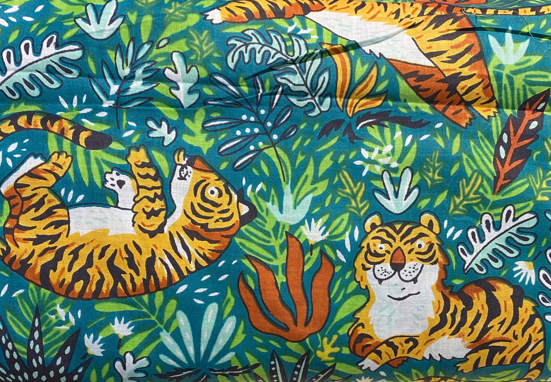 Happy Tiger Screen Printed Fabric 100% Cotton - Violet Elizabeth