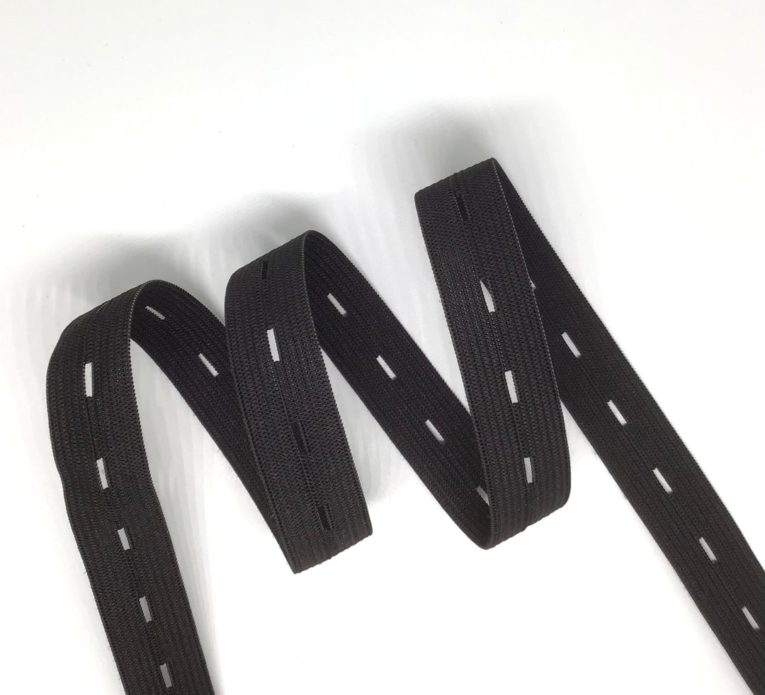 Black Button Holes Elastic 20Mm - Violet Elizabeth