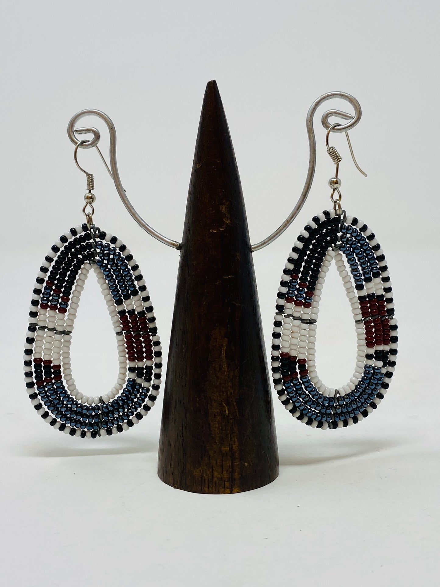 Nature inspired Oval Teardrop Earrings made with glass beads - Violet Elizabeth