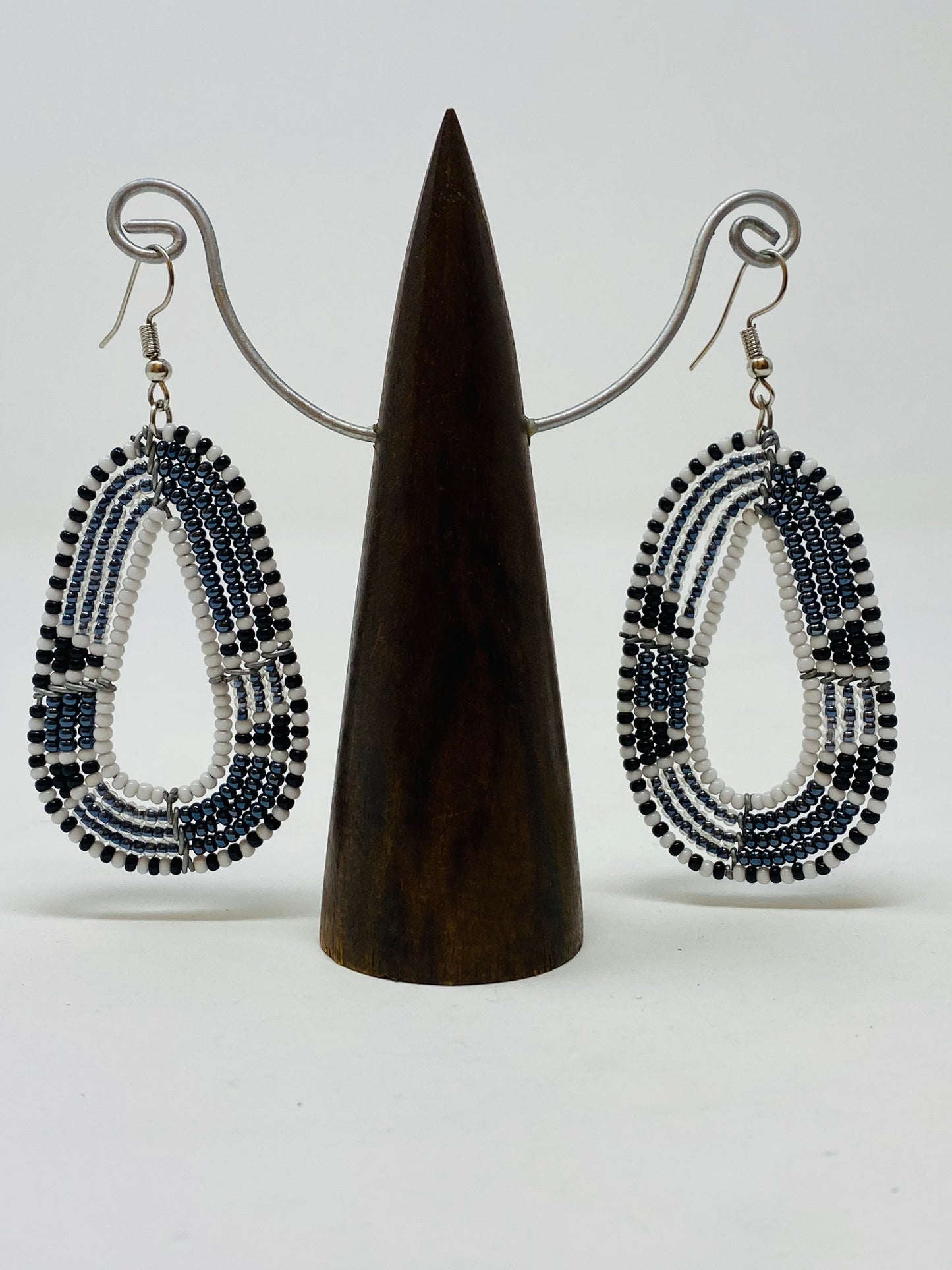 Nature inspired Oval Teardrop Earrings made with glass beads - Violet Elizabeth