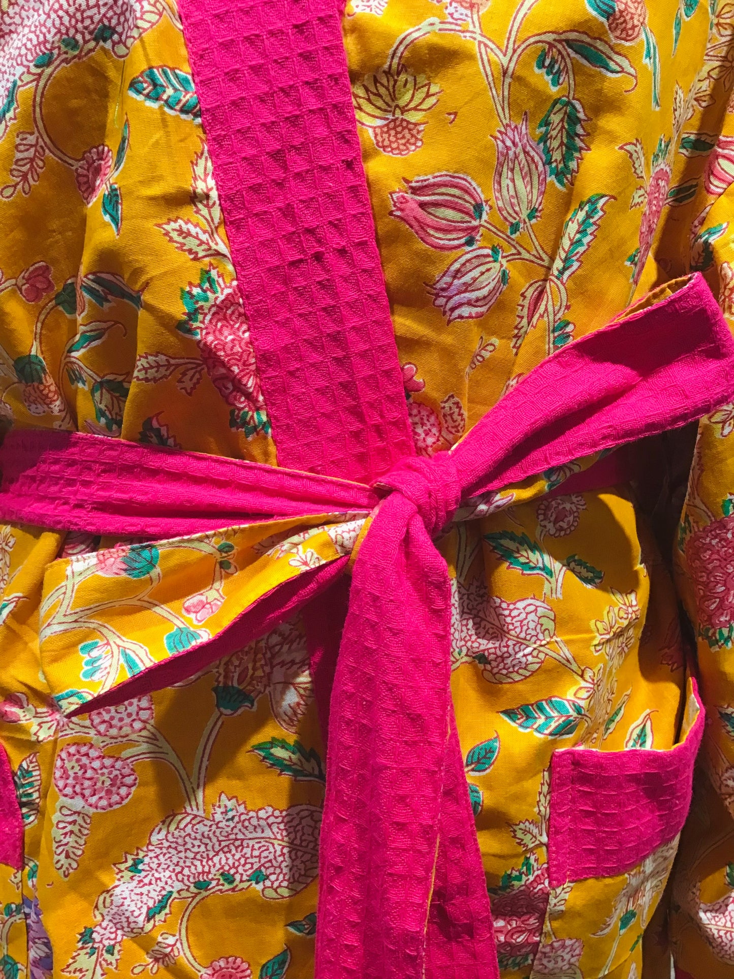 Indian summer waffle robe with pink - Violet Elizabeth