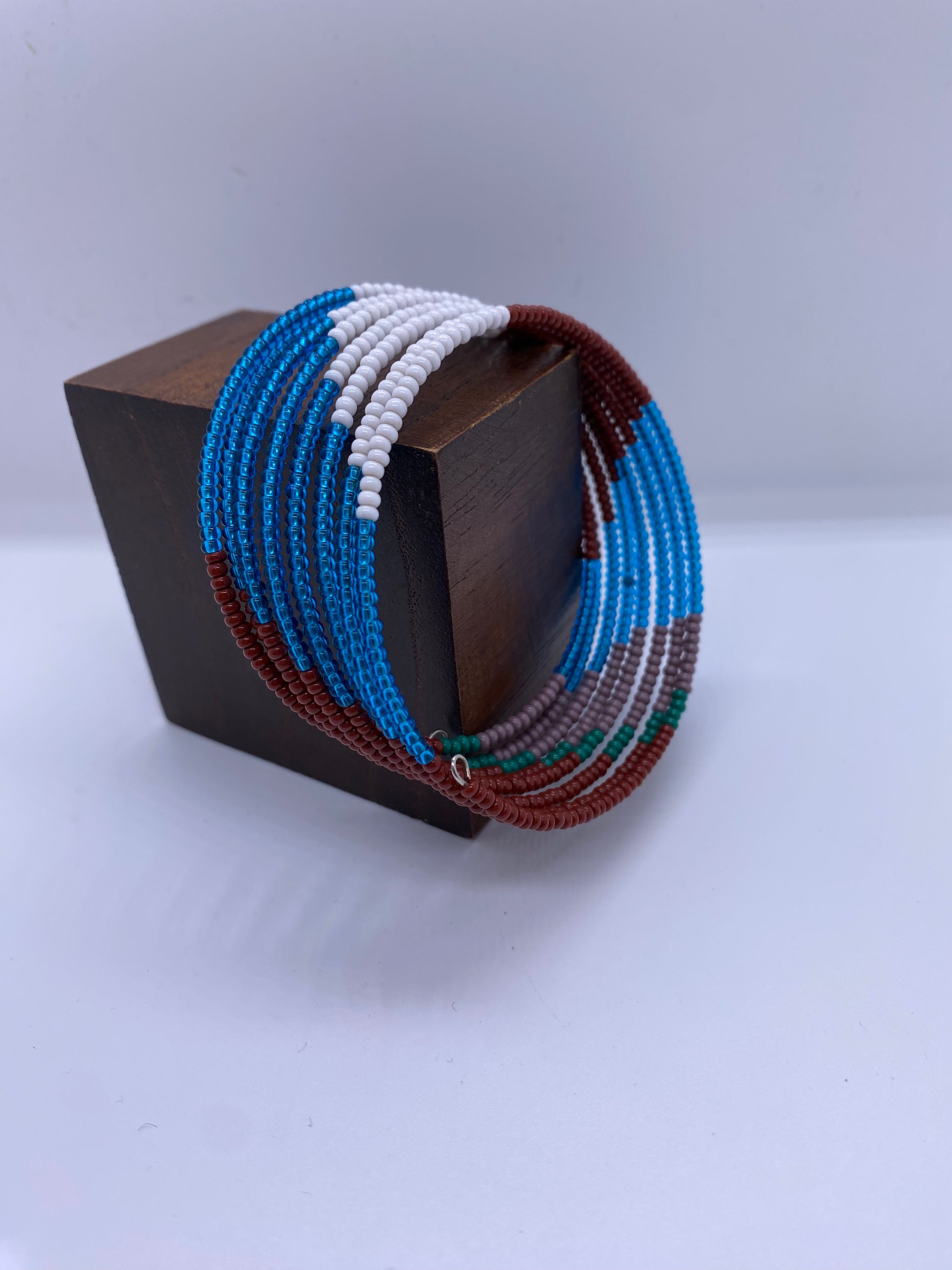 Nature inspired Slinky bangle Glass Beaded - Violet Elizabeth