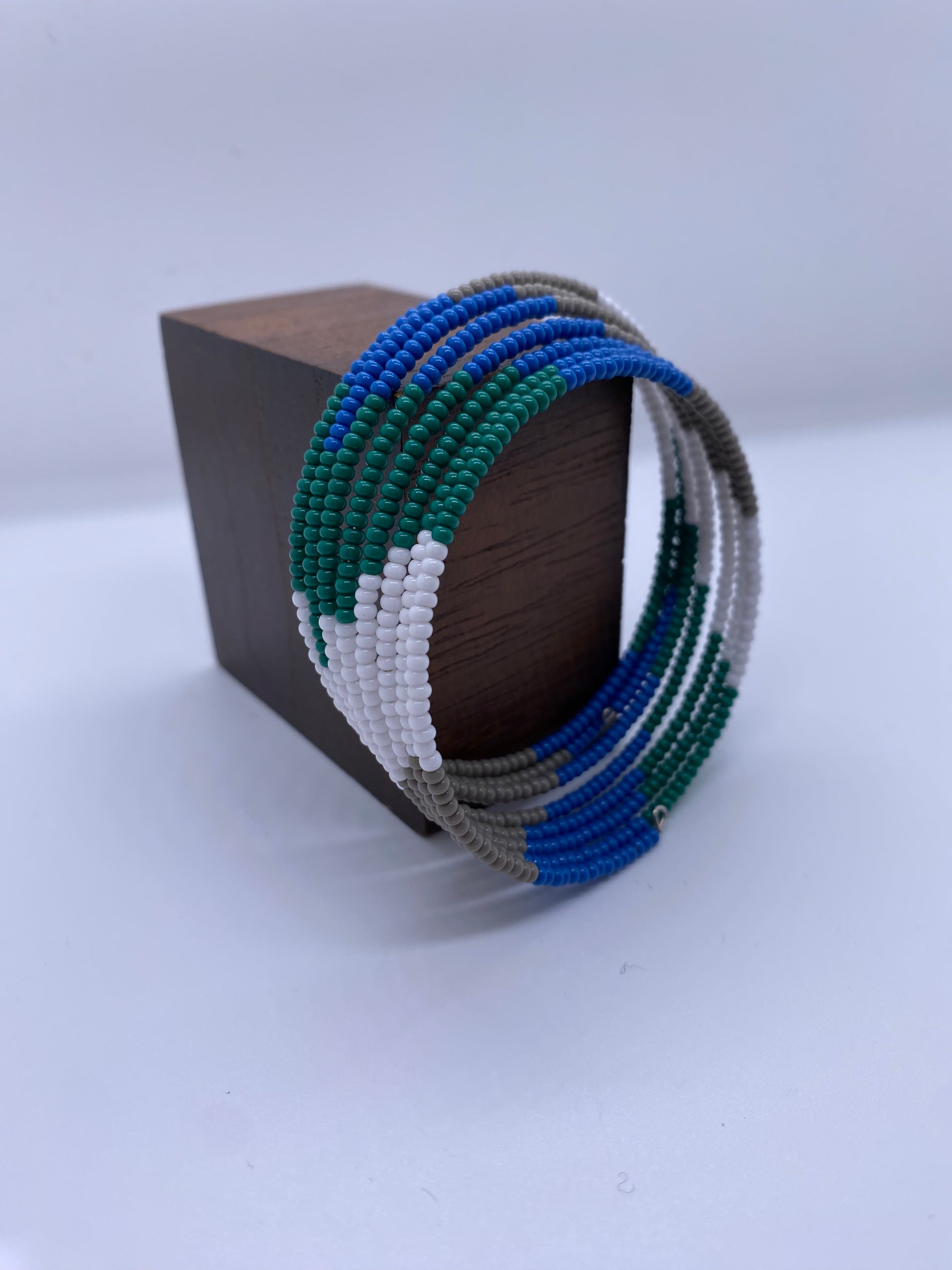 Traditionally inspired artisan Slinky bangle Glass Beaded - Violet Elizabeth