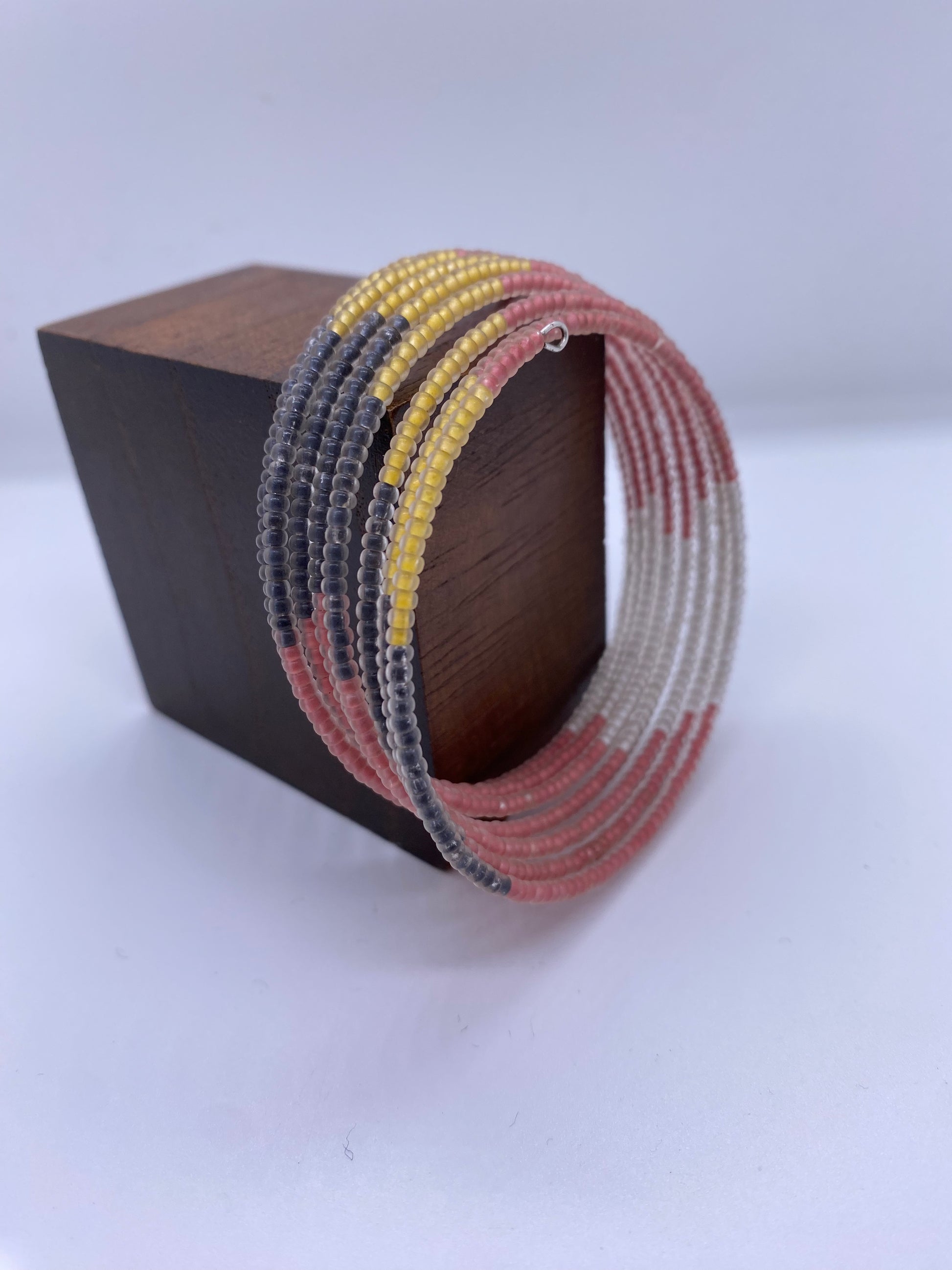 Subtle beauty inspired artisan Slinky bangle Glass Beaded - Violet Elizabeth