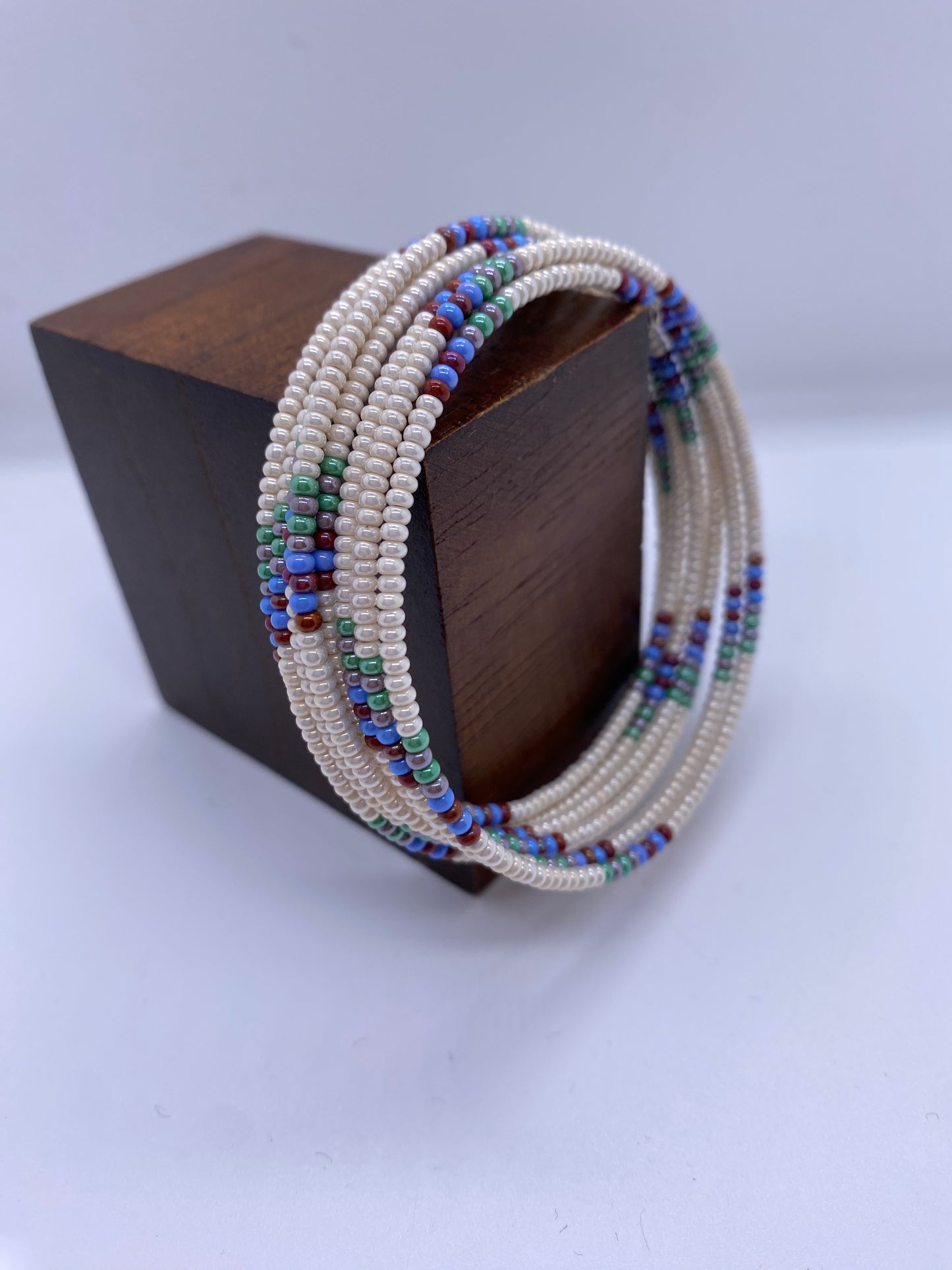 Subtle beauty inspired artisan Slinky bangle Glass Beaded - Violet Elizabeth