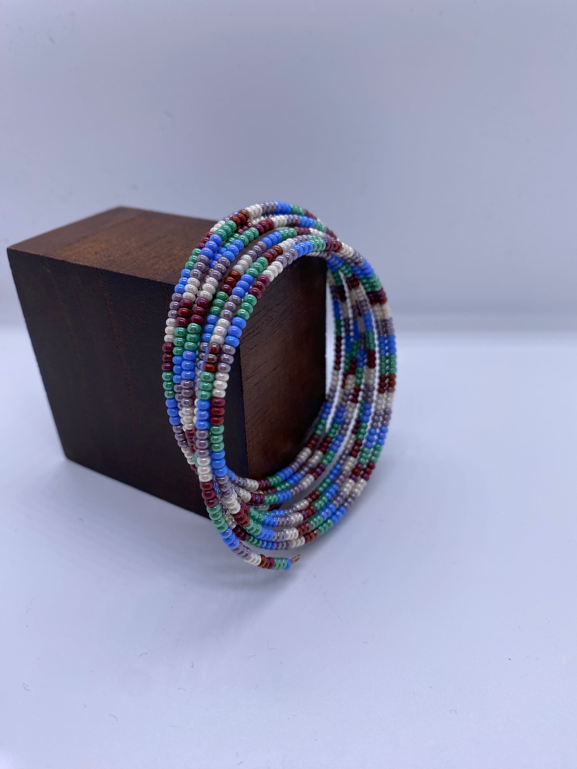 Subtle beauty inspired artisan Slinky bangle Glass Beaded - Violet Elizabeth