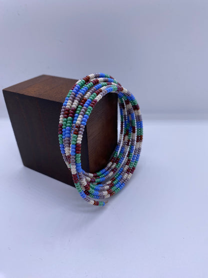 Subtle beauty inspired artisan Slinky bangle Glass Beaded - Violet Elizabeth
