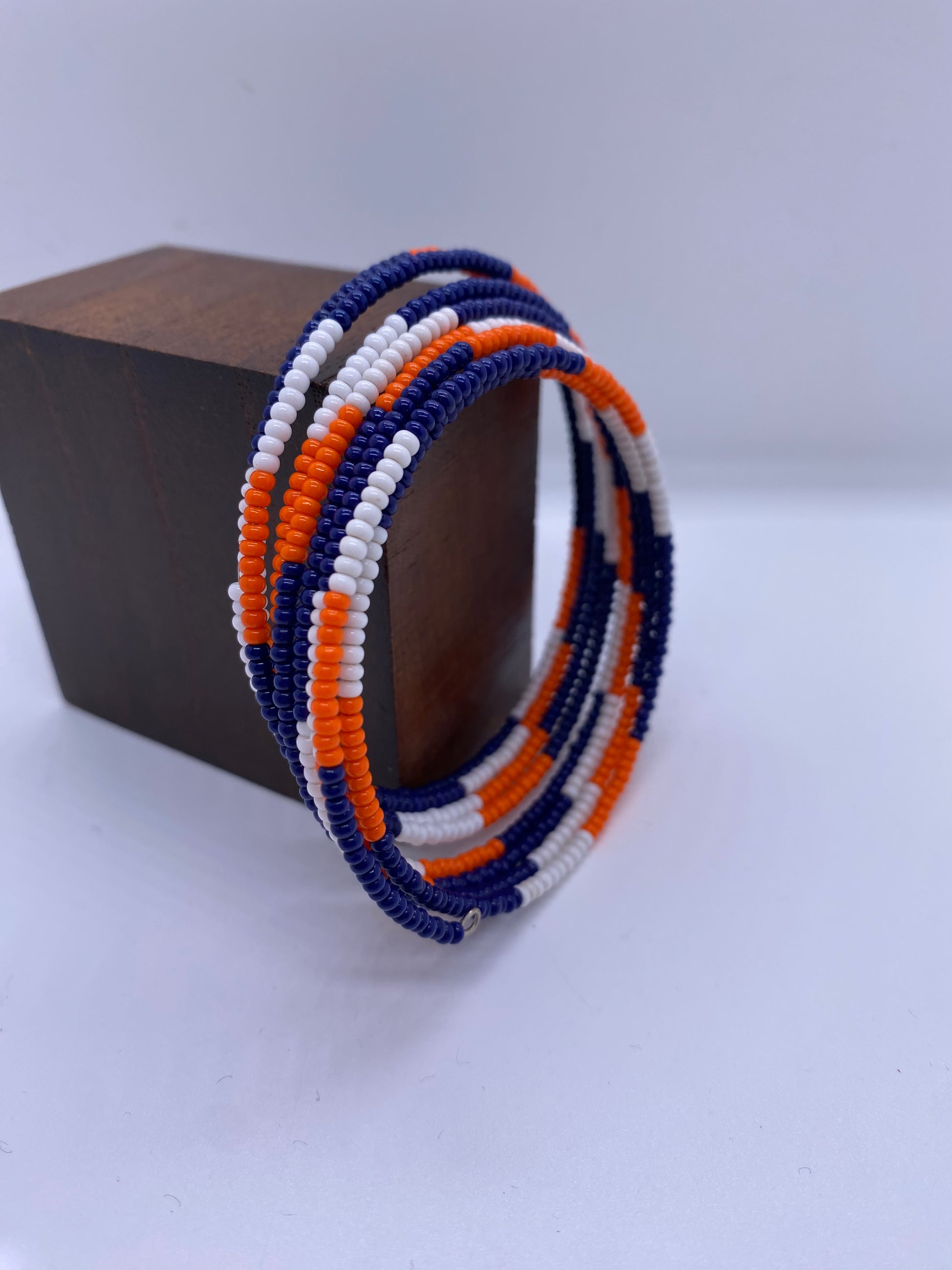 Subtle beauty inspired artisan Slinky bangle Glass Beaded - Violet Elizabeth