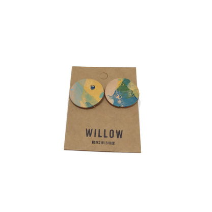 Large Marbled Leather Earrings - Violet Elizabeth