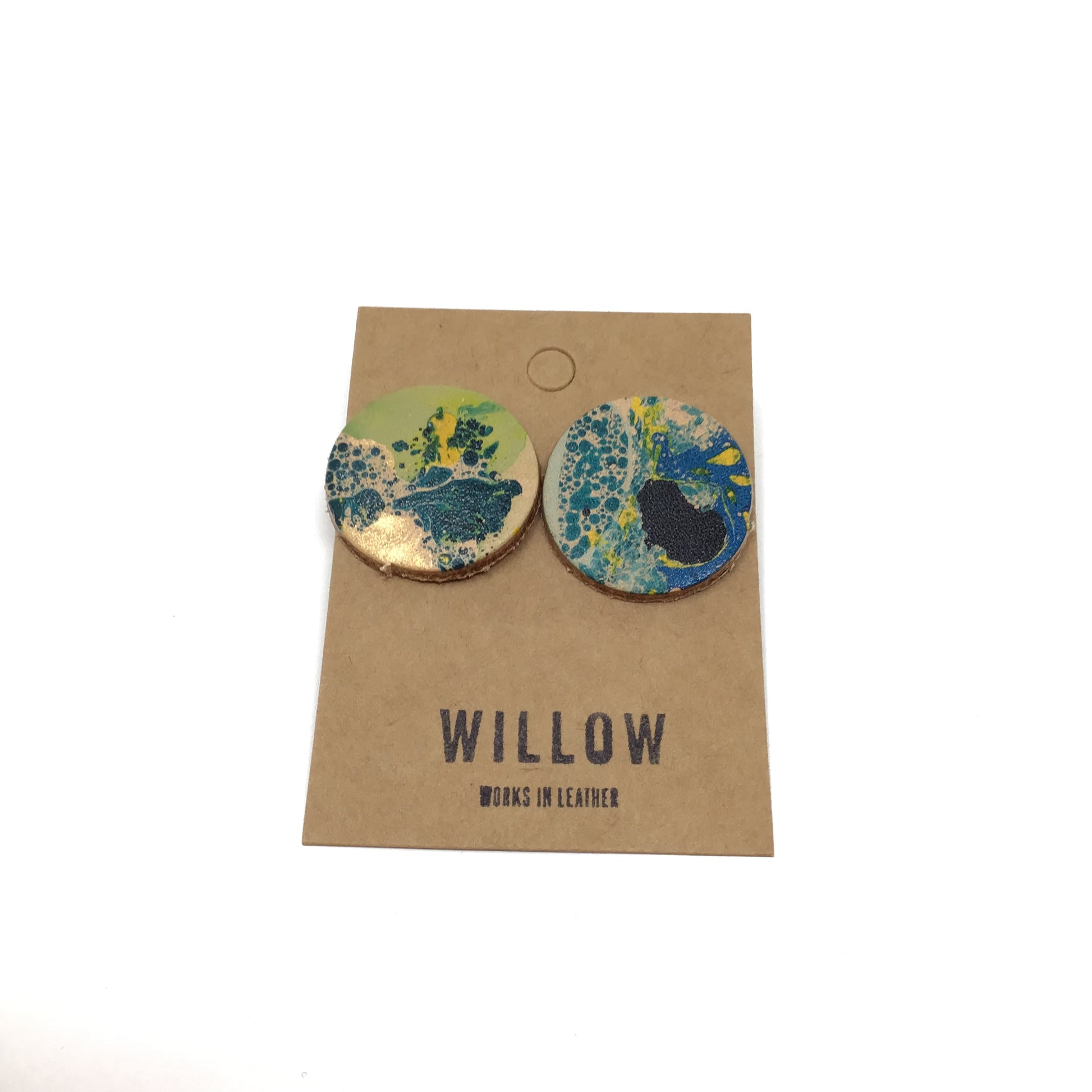 Large Marbled Leather Earrings - Violet Elizabeth