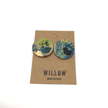 Large Marbled Leather Earrings - Violet Elizabeth