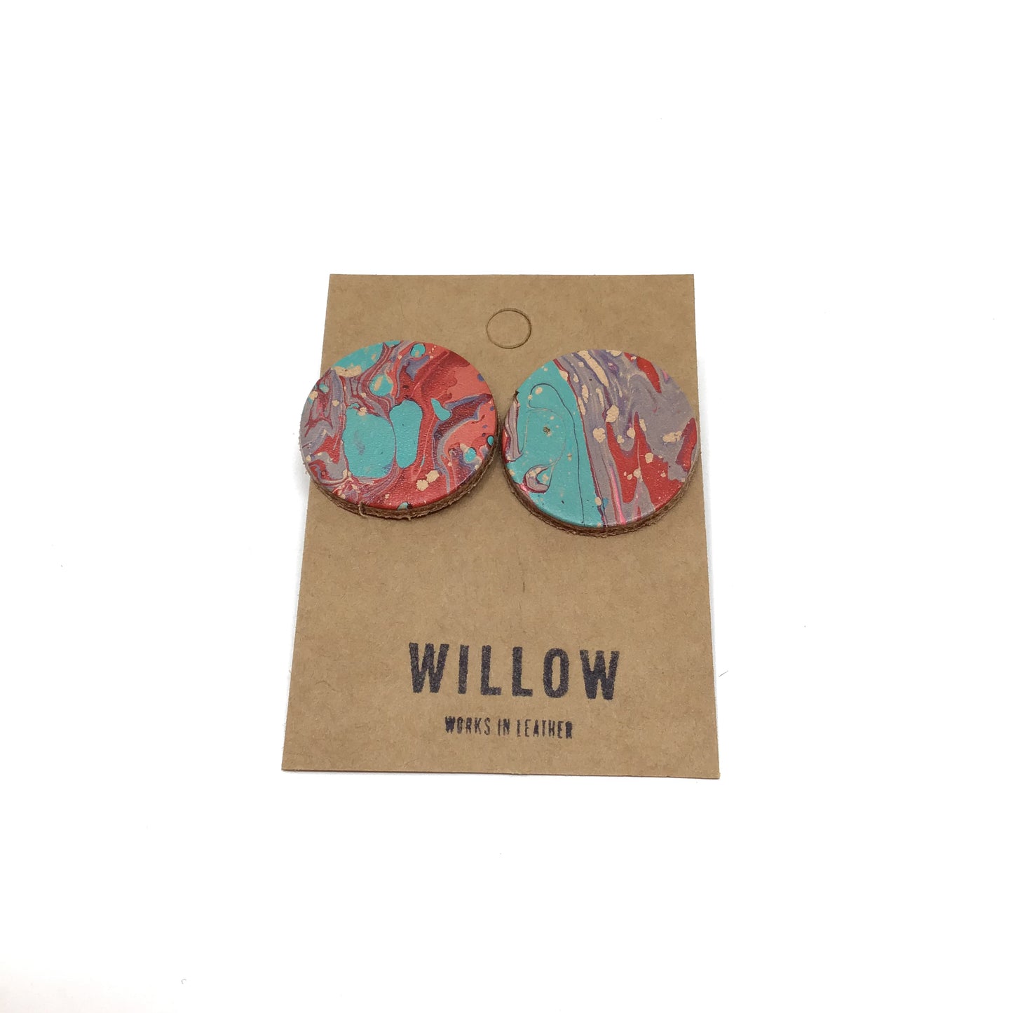 Large Marbled Leather Earrings - Violet Elizabeth
