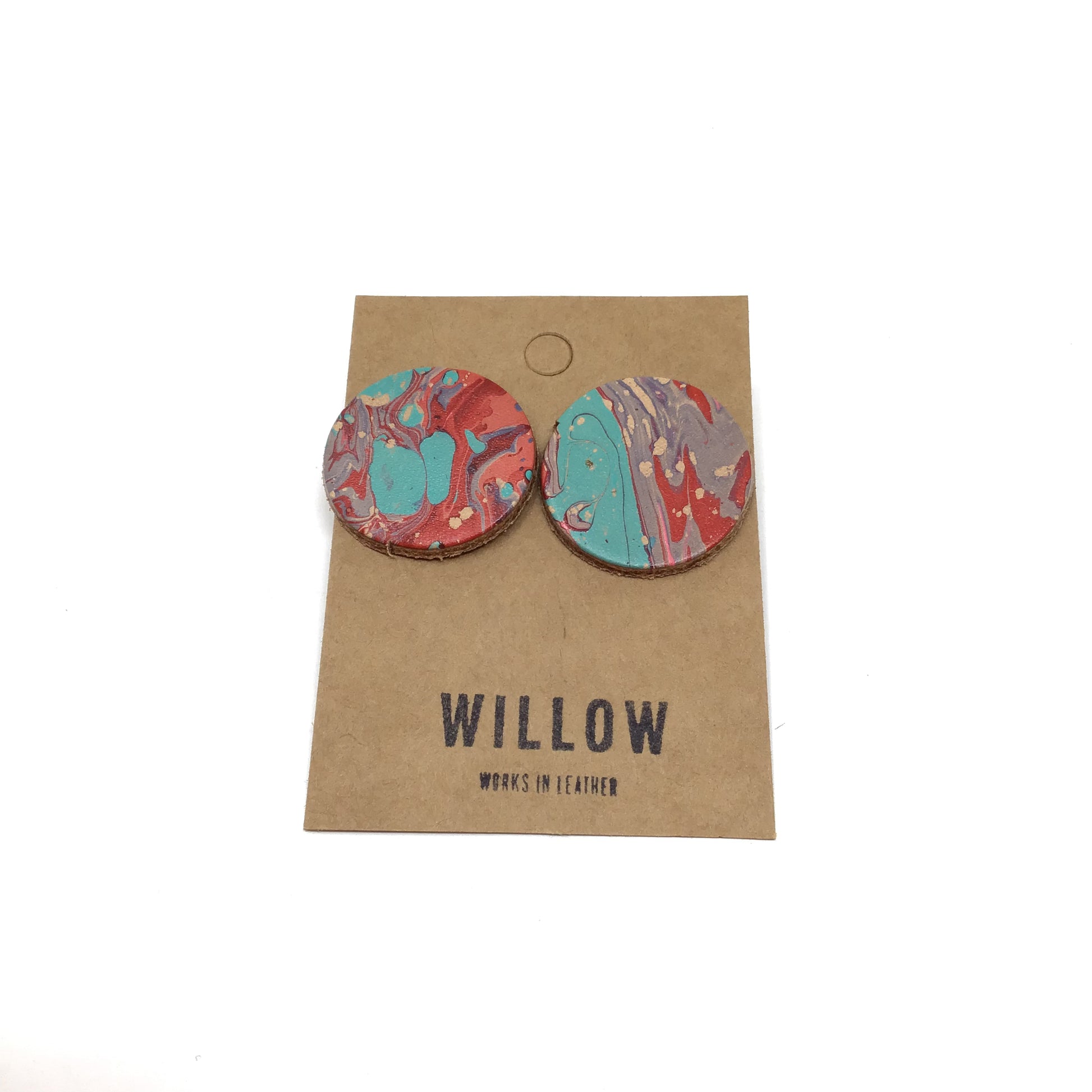 Large Marbled Leather Earrings - Violet Elizabeth