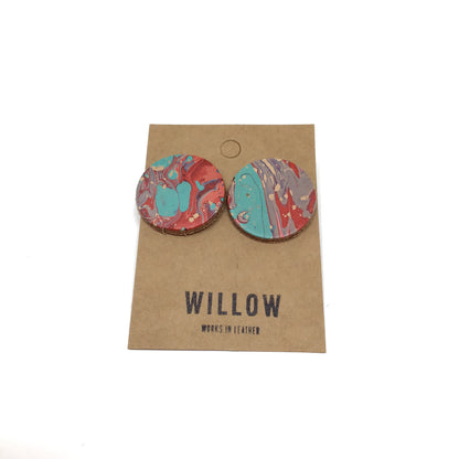 Large Marbled Leather Earrings - Violet Elizabeth