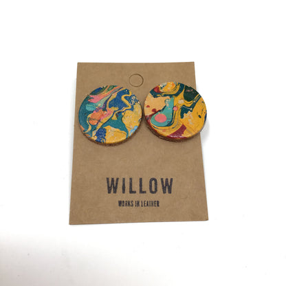 Large Marbled Leather Earrings - Violet Elizabeth
