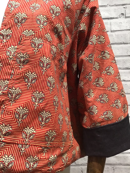 Sanskruti Denim and Block Print Jacket - Violet Elizabeth
