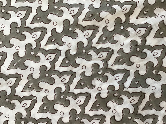 Crenelation grey print Block Printed Fabric