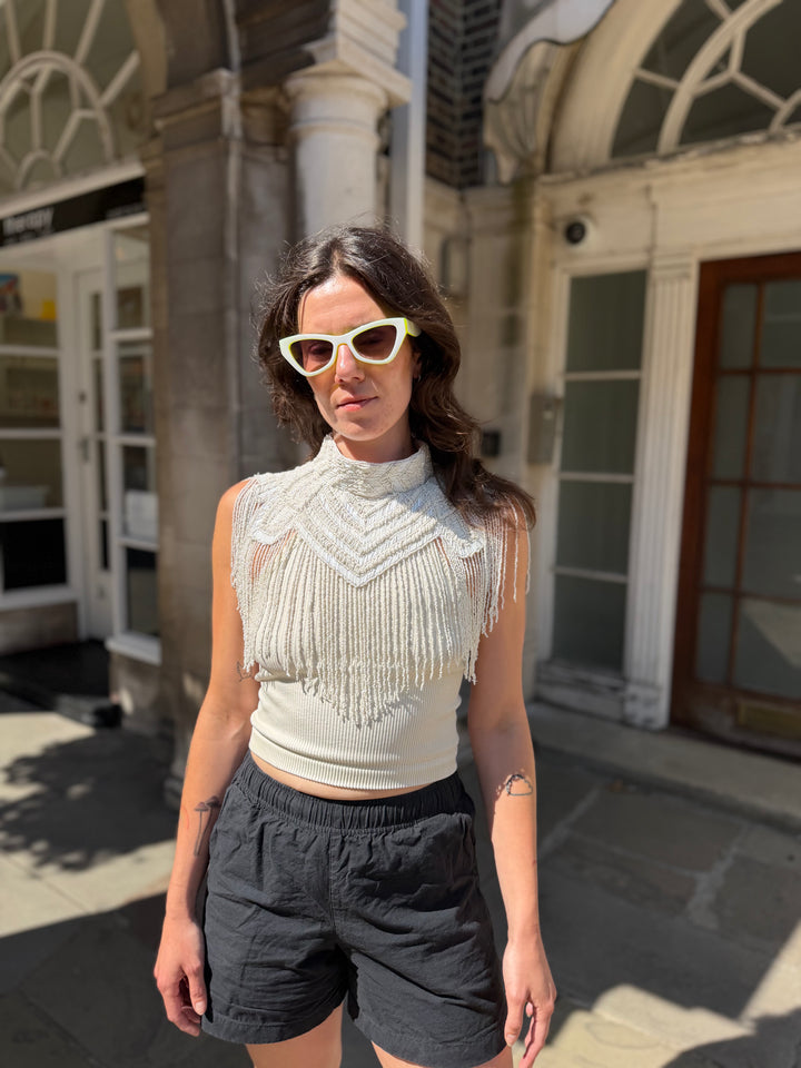 Hand Beaded Collar With Elegant Fringe