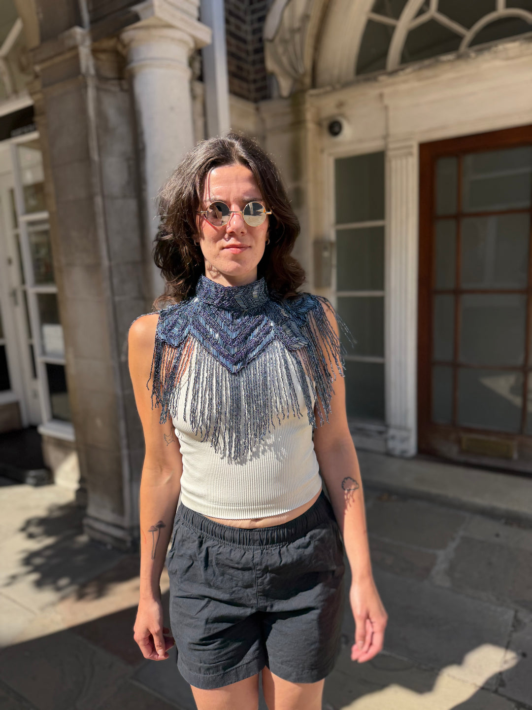 Hand Beaded Collar With Elegant Fringe