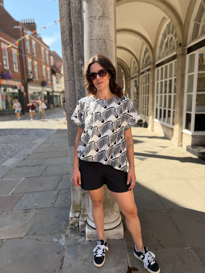 Zany Zebras: Flowy Cotton Top