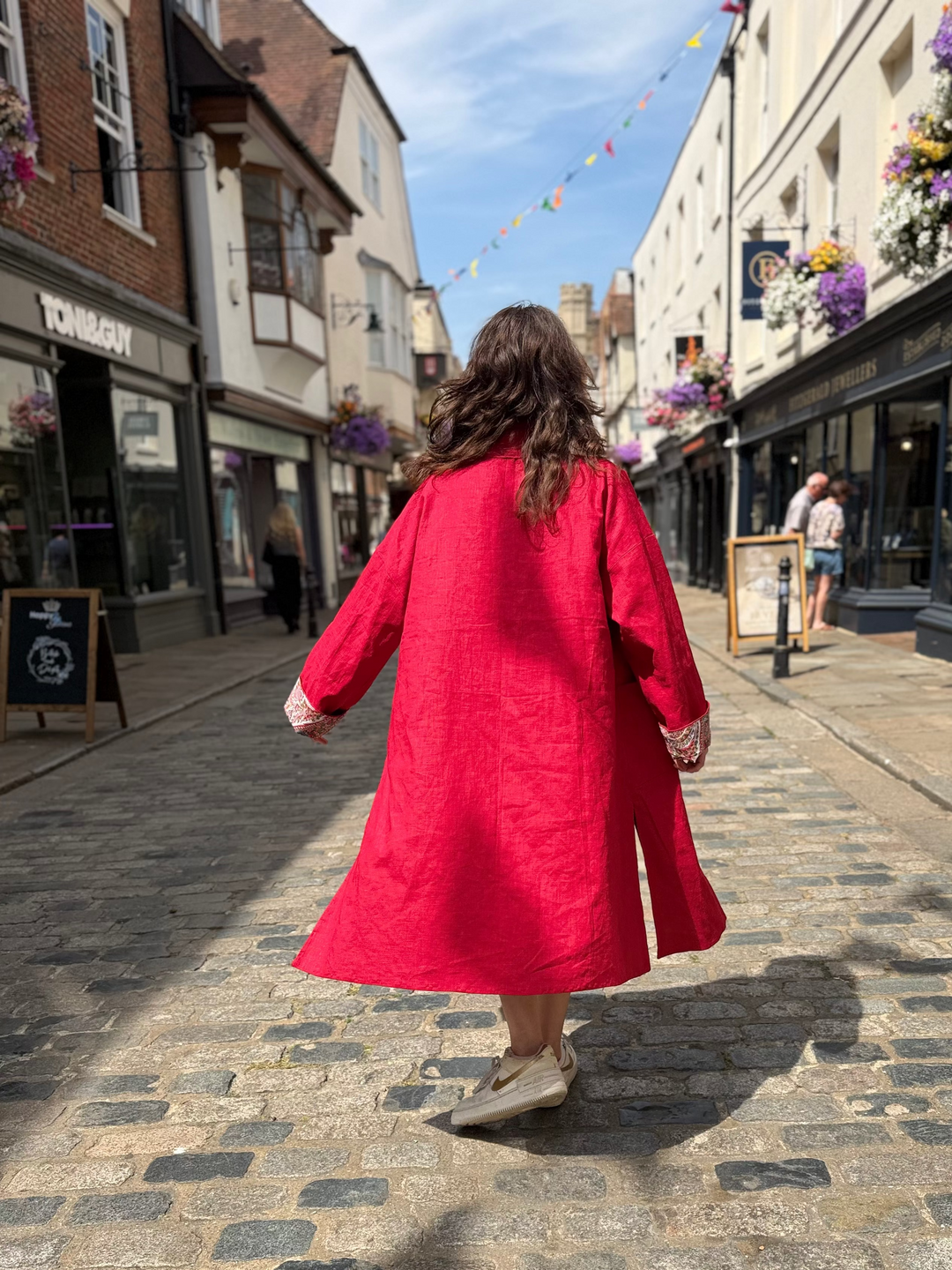 Red Paisley Reversible Linen Coat