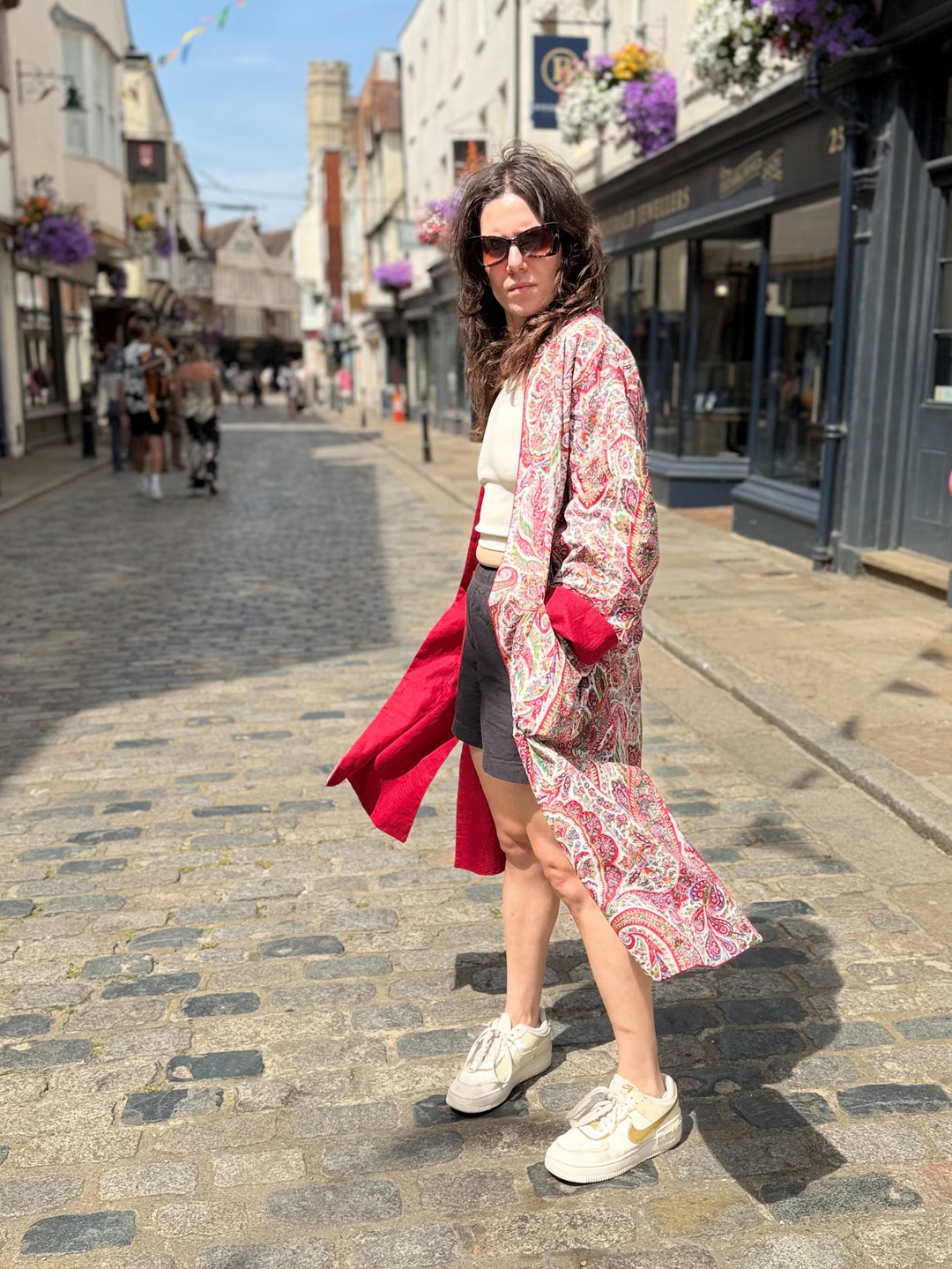 Red Paisley Reversible Linen Coat