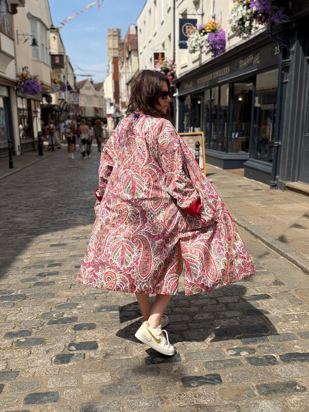 Red Paisley Reversible Linen Coat