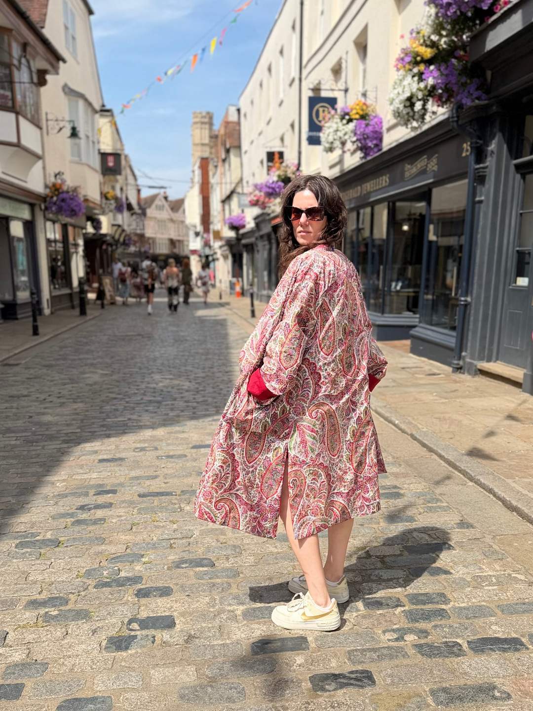 Red Paisley Reversible Linen Coat