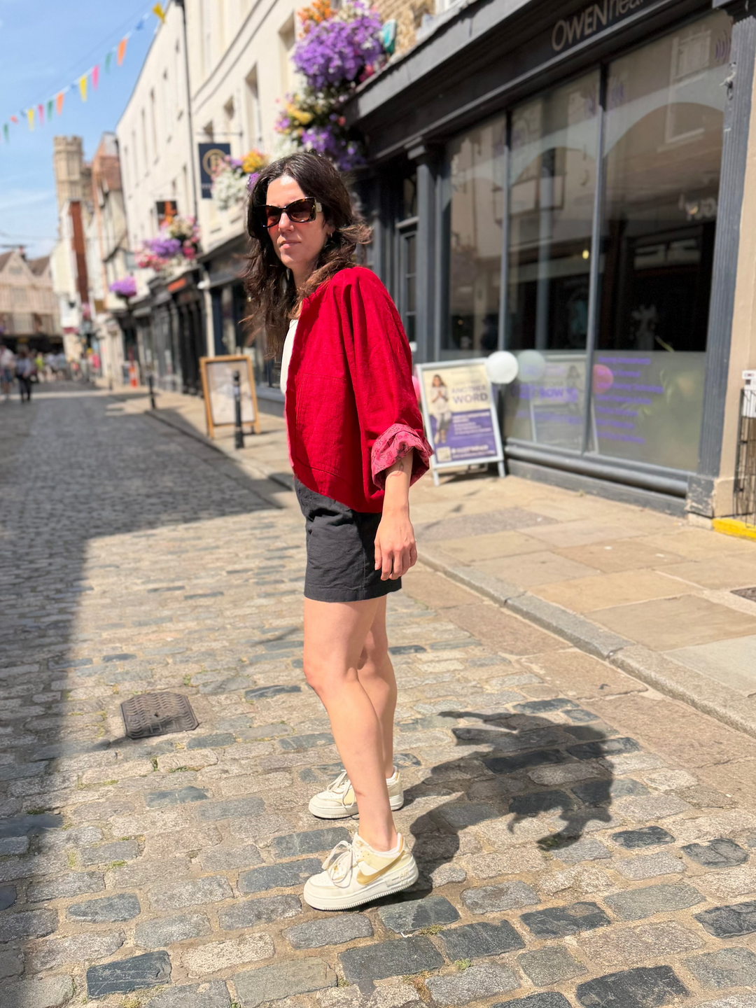 Red Garden Linen Jacket: Reversible