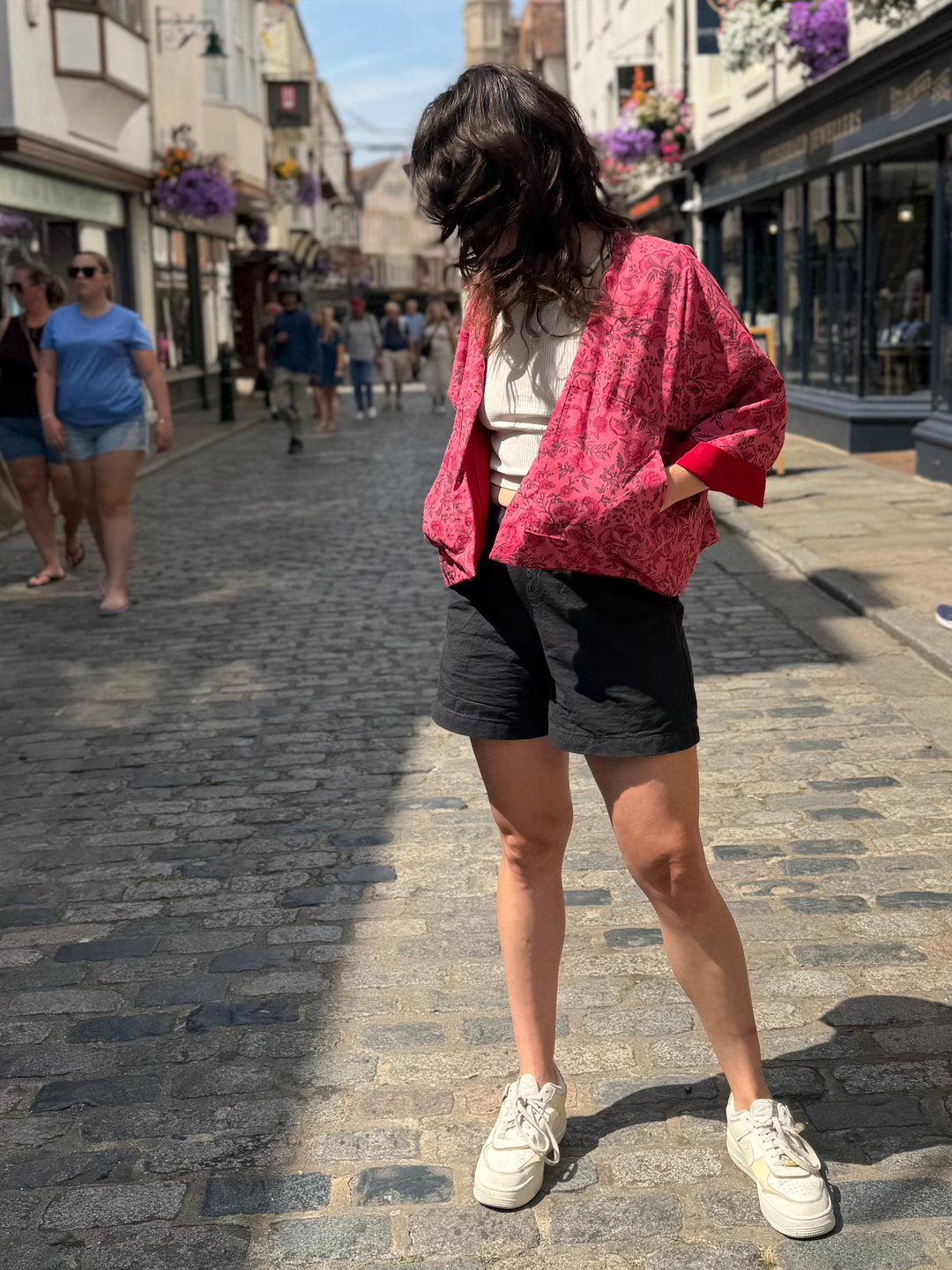 Red Garden Linen Jacket: Reversible